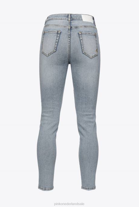 spijkerbroek | L488871 skinny jeans van stretch poederdenim met versleten look Pinko gele was