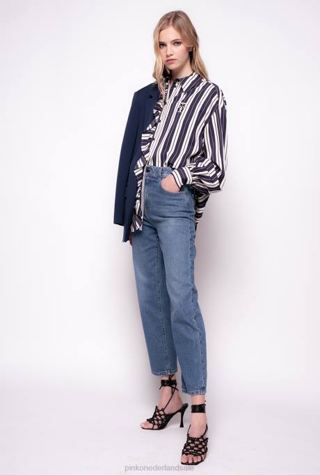 spijkerbroek | L488890 rechte jeans van gerecycled denim Pinko saffier ster blauw