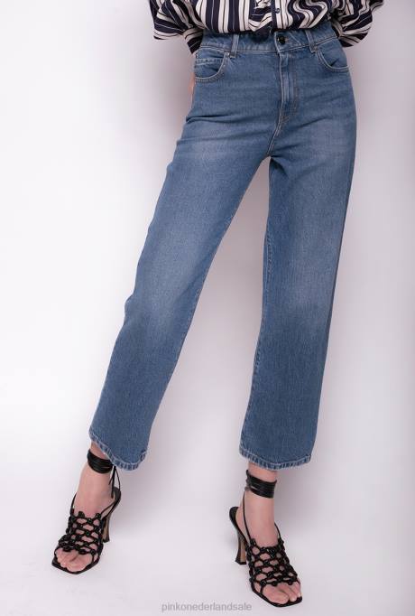 spijkerbroek | L488890 rechte jeans van gerecycled denim Pinko saffier ster blauw
