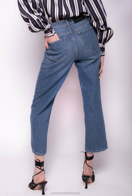 spijkerbroek | L488890 rechte jeans van gerecycled denim Pinko saffier ster blauw