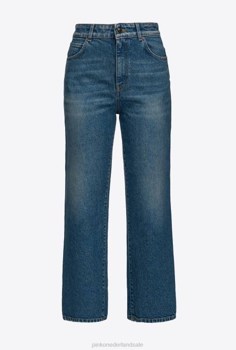 spijkerbroek | L488890 rechte jeans van gerecycled denim Pinko saffier ster blauw
