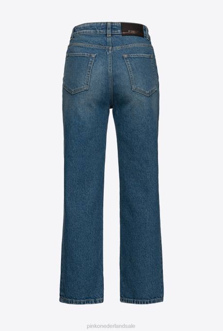 spijkerbroek | L488890 rechte jeans van gerecycled denim Pinko saffier ster blauw