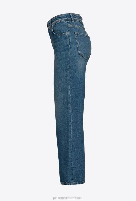 spijkerbroek | L488890 rechte jeans van gerecycled denim Pinko saffier ster blauw