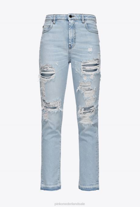 spijkerbroek | L488893 slanke spijkerbroek met scheuren en scheuren Pinko lichte bleekwas