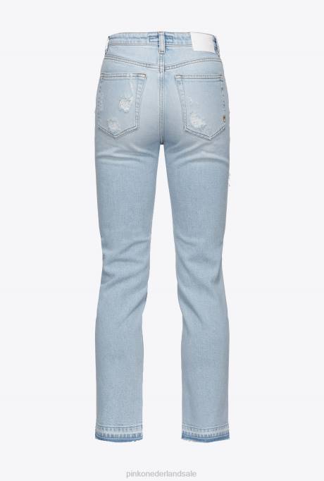 spijkerbroek | L488893 slanke spijkerbroek met scheuren en scheuren Pinko lichte bleekwas