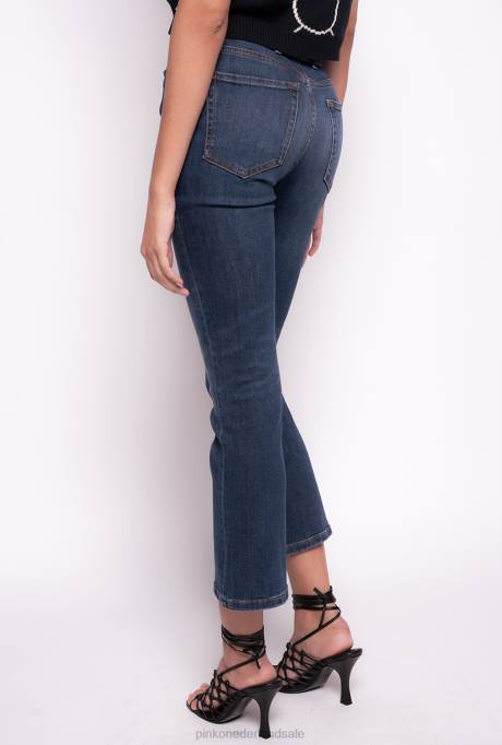 spijkerbroek | L488895 bootcut jeans met love birds riem Pinko mostrine blauw
