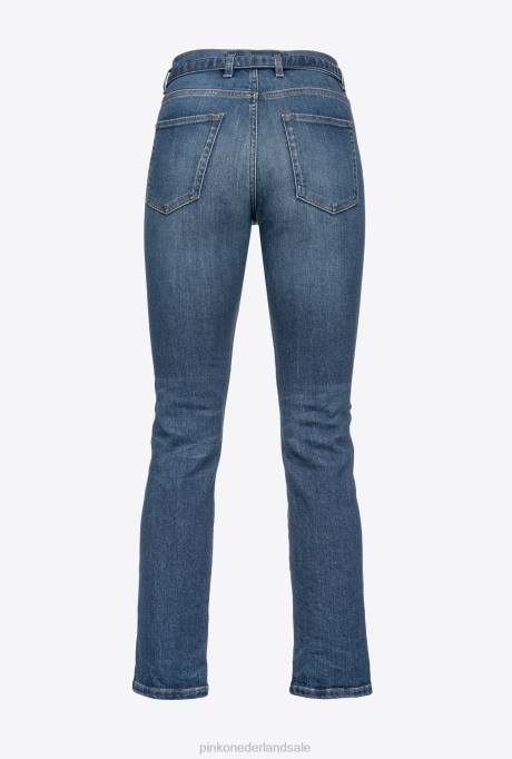 spijkerbroek | L488895 bootcut jeans met love birds riem Pinko mostrine blauw