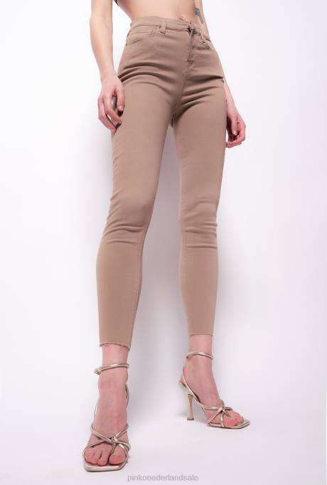 spijkerbroek | L488896 skinny broek met love birds riem Pinko wiel beige