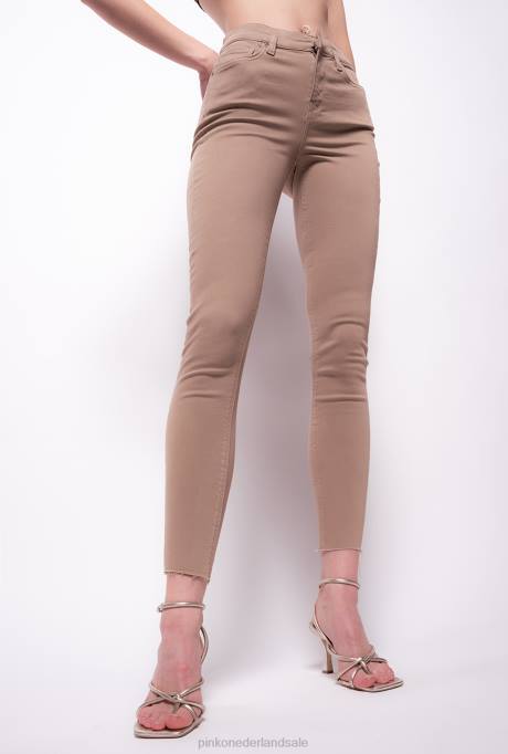 spijkerbroek | L488896 skinny broek met love birds riem Pinko wiel beige