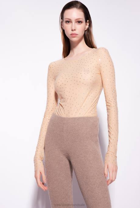 ondergoed | L488482 volledig strass trui Pinko beige-mat amandel