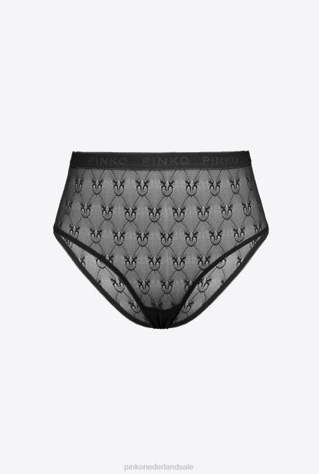 ondergoed | L488959 kanten slip met hoge taille Pinko limousine zwart