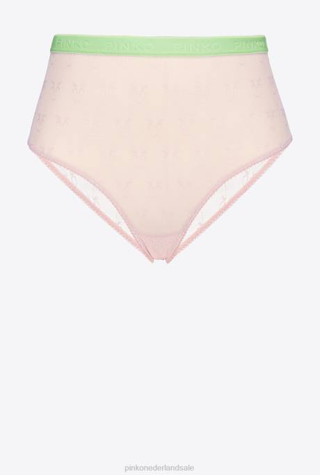 ondergoed | L488960 kanten slip met hoge taille Pinko roze/groen