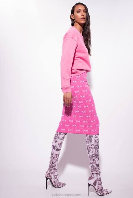 sweatshirts | L488504 sweatshirt met geborduurde liefdesvogels Pinko convolvulus roze