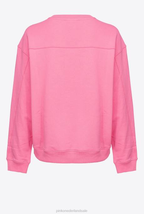 sweatshirts | L488504 sweatshirt met geborduurde liefdesvogels Pinko convolvulus roze