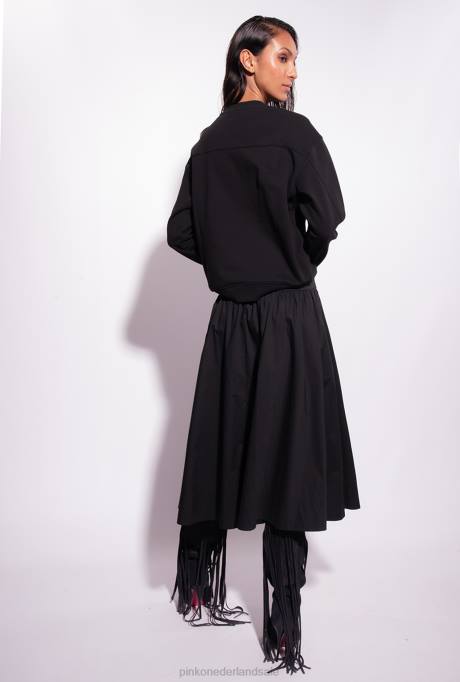 sweatshirts | L488505 sweatshirt met geborduurde liefdesvogels Pinko limousine zwart