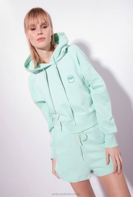 sweatshirts | L488522 cropped sweatshirt met logoprint Pinko eierschaal blauw