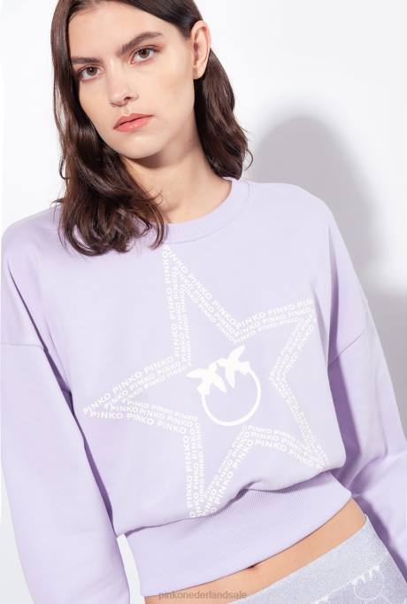 sweatshirts | L488534 cropped sweatshirt met sterlogo Pinko lila - lichte sorbet