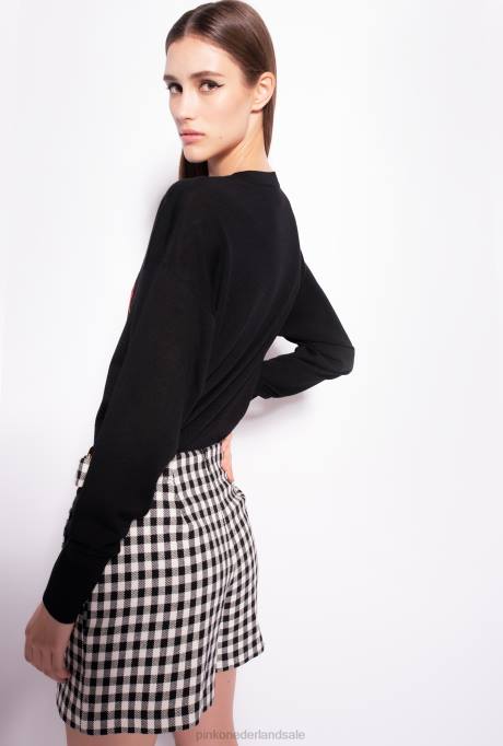 sweatshirts | L488551 trui met kersen borduursel Pinko multi. zwart rood