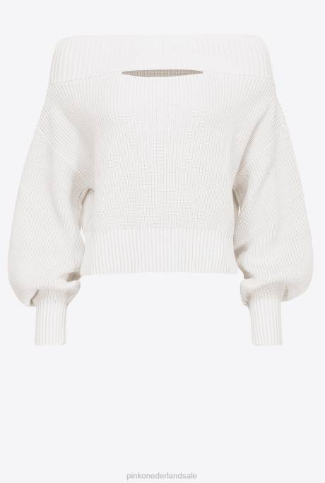 truien | L488496 visser rib gebreide off-the-shoulder pullover Pinko zijde wit