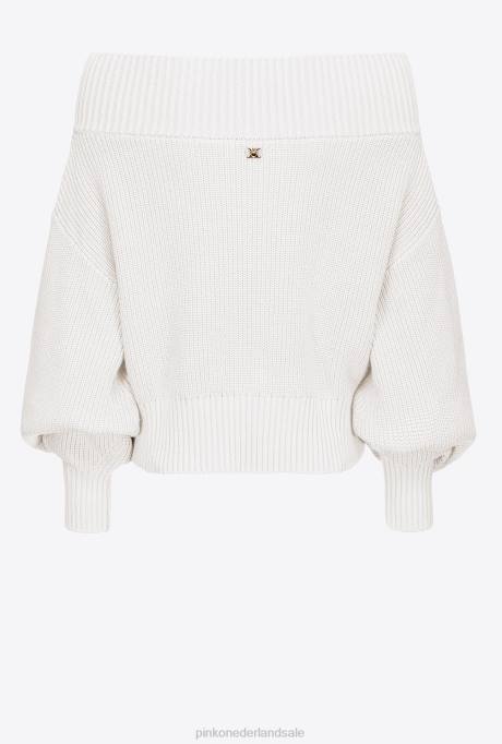truien | L488496 visser rib gebreide off-the-shoulder pullover Pinko zijde wit