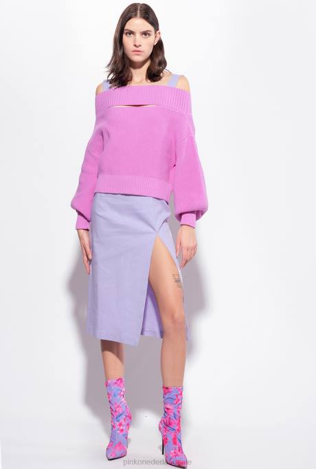 truien | L488497 visser rib gebreide off-the-shoulder pullover Pinko opera mauve