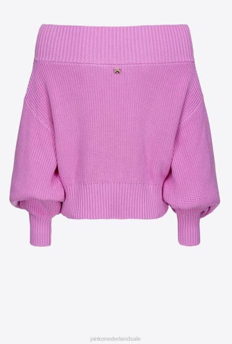 truien | L488497 visser rib gebreide off-the-shoulder pullover Pinko opera mauve