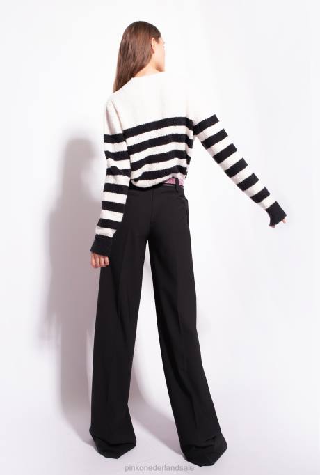 truien | L488503 pullover met hartjes inleg Pinko meerdere wit/zwart/rood