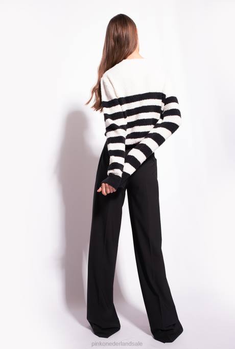 truien | L488503 pullover met hartjes inleg Pinko meerdere wit/zwart/rood