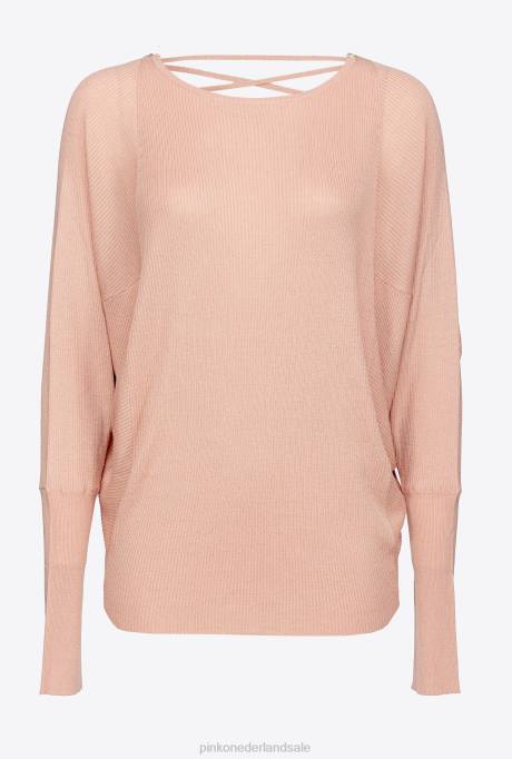 truien | L488526 relaxte pullover met franjes op de rug Pinko klei roze