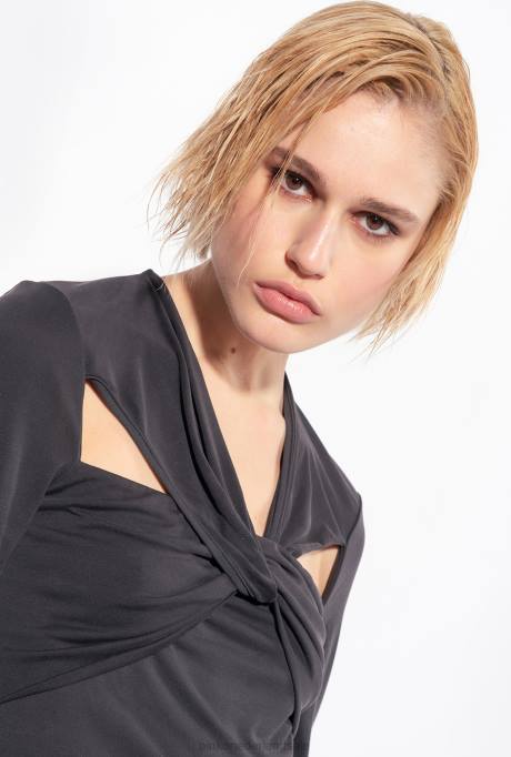 truien | L488545 top met lange mouwen en gekruiste details Pinko limousine zwart