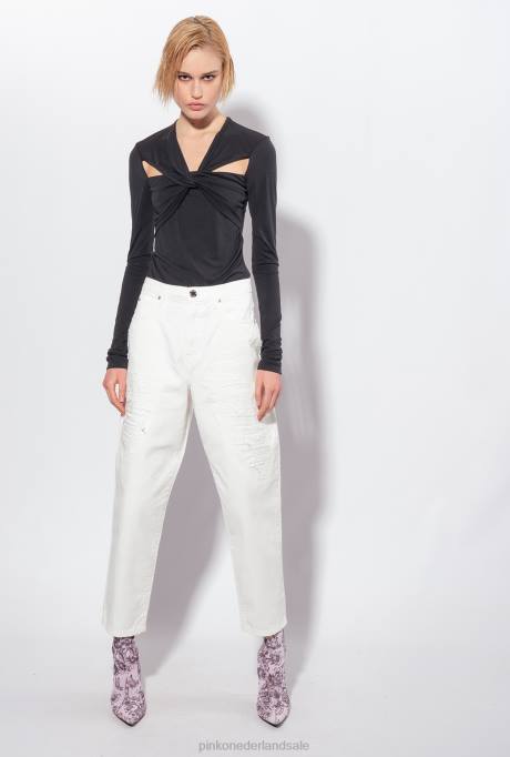 truien | L488545 top met lange mouwen en gekruiste details Pinko limousine zwart