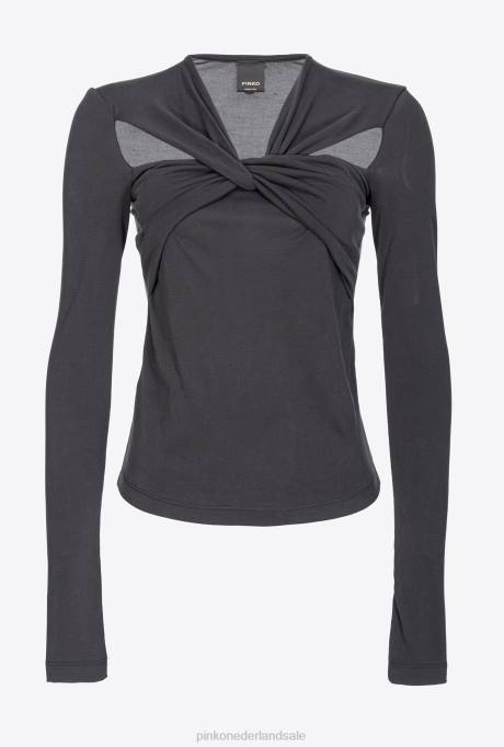 truien | L488545 top met lange mouwen en gekruiste details Pinko limousine zwart