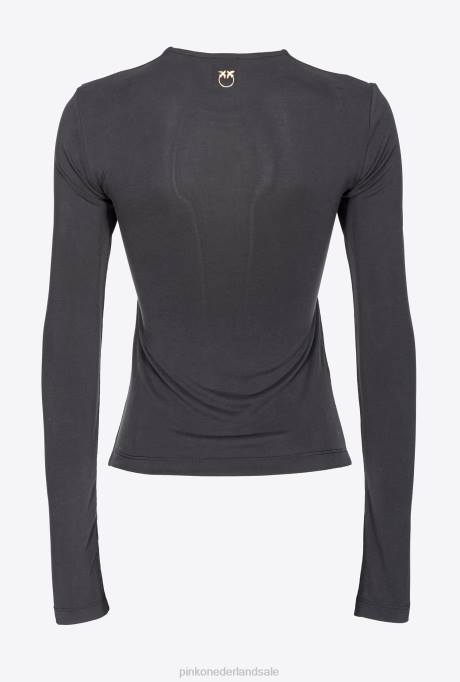 truien | L488545 top met lange mouwen en gekruiste details Pinko limousine zwart
