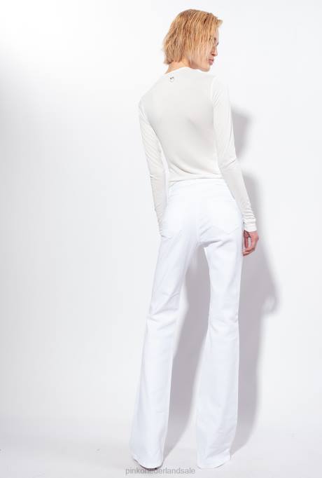 truien | L488546 top met lange mouwen en gekruiste details Pinko wolk wit