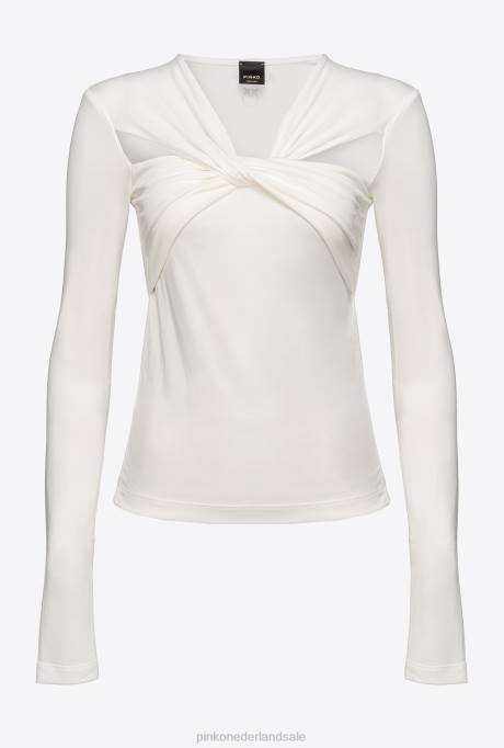 truien | L488546 top met lange mouwen en gekruiste details Pinko wolk wit