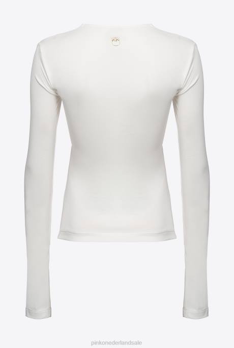 truien | L488546 top met lange mouwen en gekruiste details Pinko wolk wit