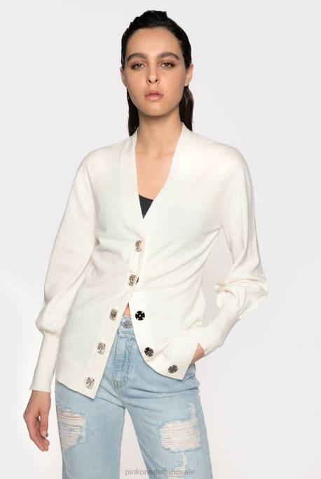 vest | L488495 comfortvest met juweelknopen Pinko zijde wit