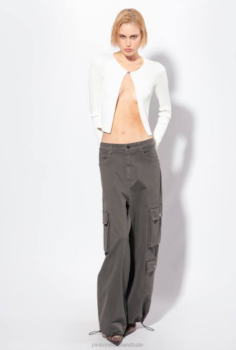 vest | L488513 geribbeld open vest Pinko zijde wit