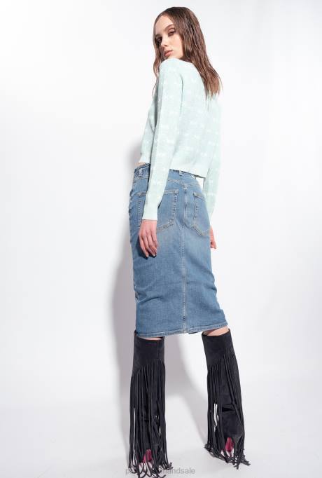 vest | L488520 kort vest met lurex monogram Pinko aquamarijn/wit