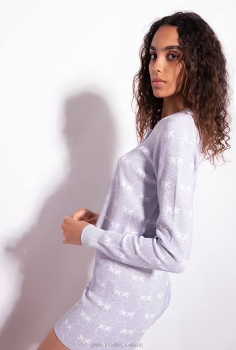 vest | L488521 kort vest met lurex monogram Pinko lila/wit