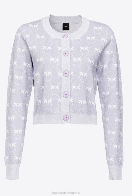 vest | L488521 kort vest met lurex monogram Pinko lila/wit