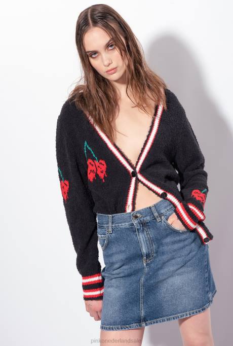 vest | L488533 vest met kersen inleg Pinko multi. zwart rood