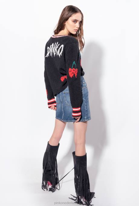 vest | L488533 vest met kersen inleg Pinko multi. zwart rood