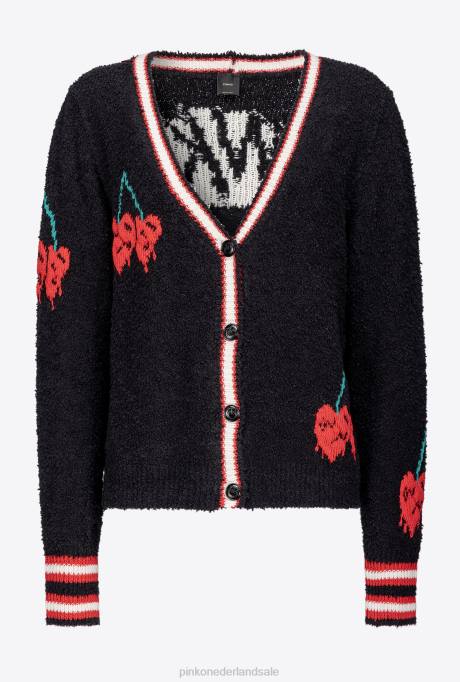 vest | L488533 vest met kersen inleg Pinko multi. zwart rood