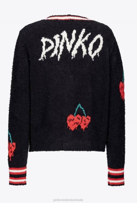 vest | L488533 vest met kersen inleg Pinko multi. zwart rood
