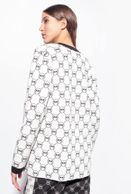 vest | L488541 jacquard vest met monogram Pinko meerdere wit/zwart/rood