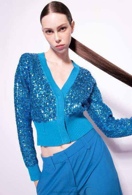 vest | L488548 volledig pailletten vest Pinko directeur blauw