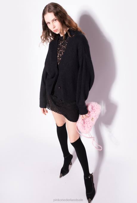 vest | L488553 cropped ribgebreid vest Pinko limousine zwart