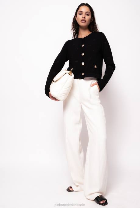 vest | L488554 cropped jacquard love birds vest Pinko limousine zwart