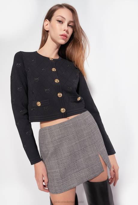 vest | L488557 cropped jacquard love birds vest Pinko limousine zwart